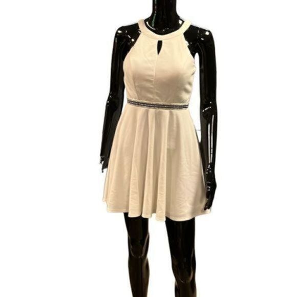 Emerald Sundae white halter top dress w/black & white rhinestones around waist s - Picture 3 of 12